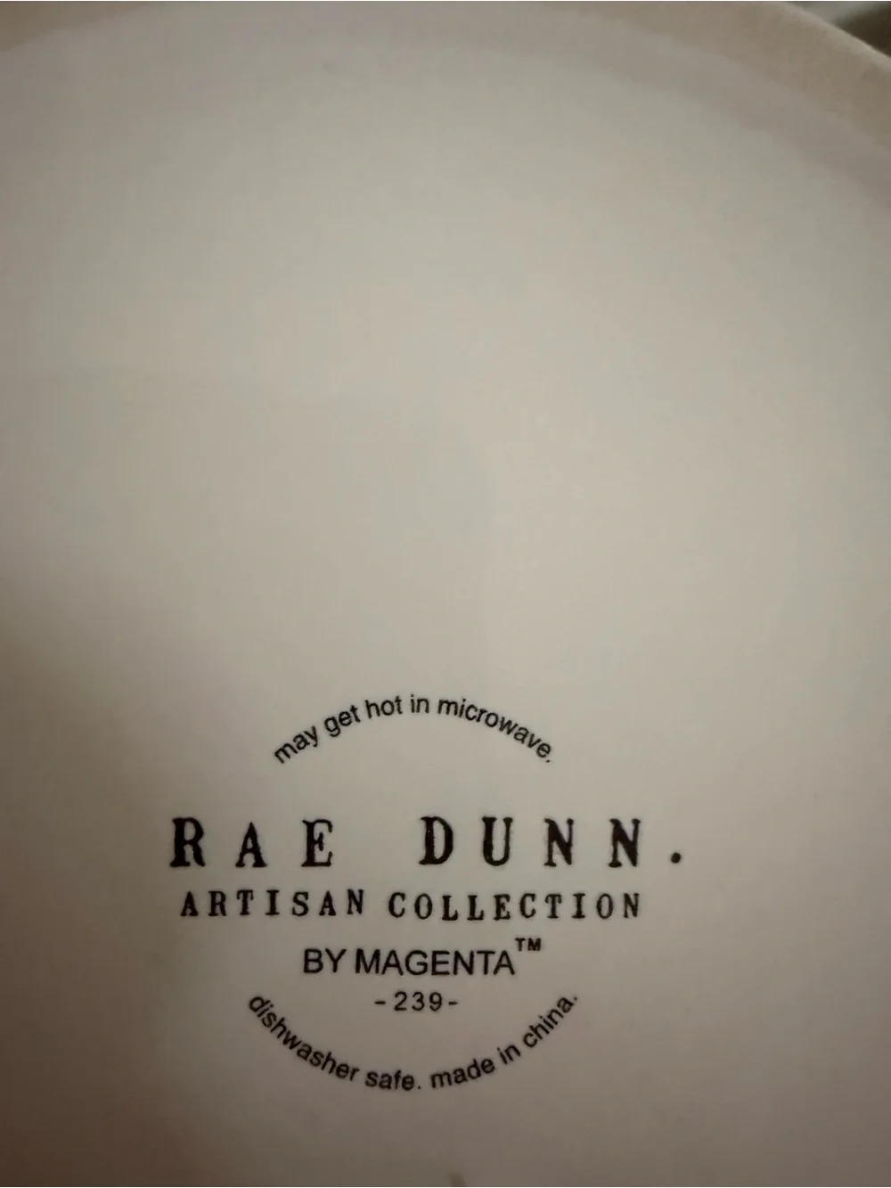 Rae Dunn White Ceramic Plate with Black Logo